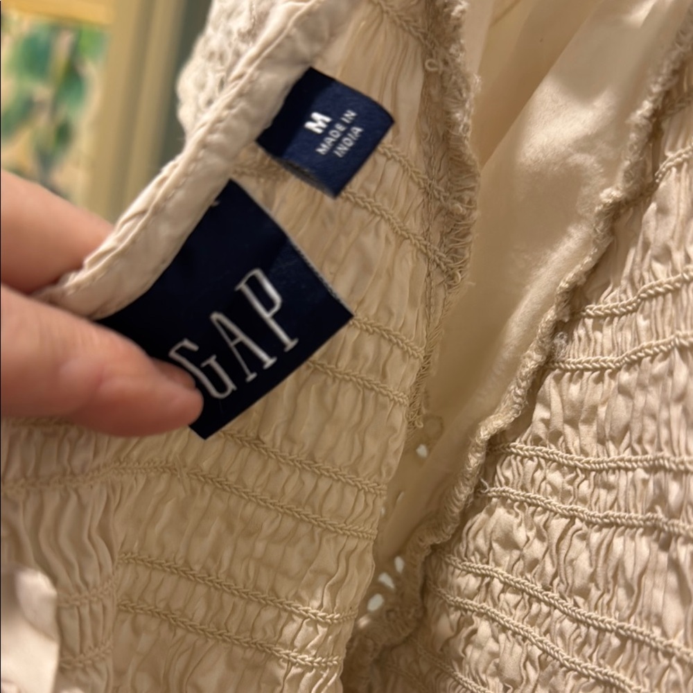 GAP Cream Ruffled Flutter Sleeve Mini Dress - Picture 10 of 12